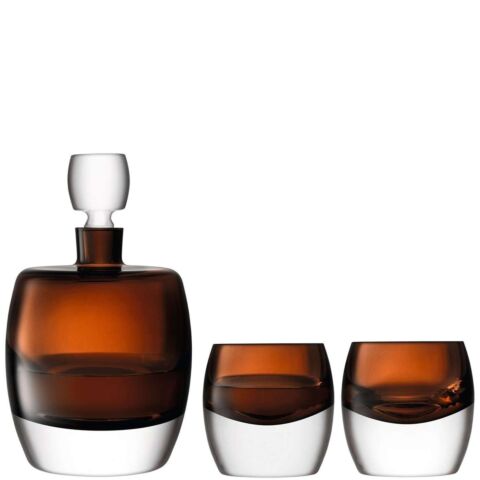 Whisky Club Karaf 1,05 liter met Tumbler Glas 230 ml Set van 3 Stuks