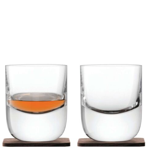 Whisky Tumbler Glas met Onderzetter 270 ml Set van 2 Stuks