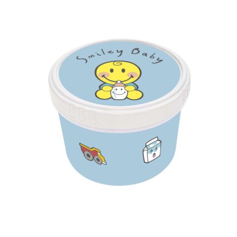 Smiley Baby Snackbox Display gevuld 12 stuks ø 8.5 cm