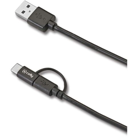 Kabel USB USB-Micro met USB-C adapter 1 meter