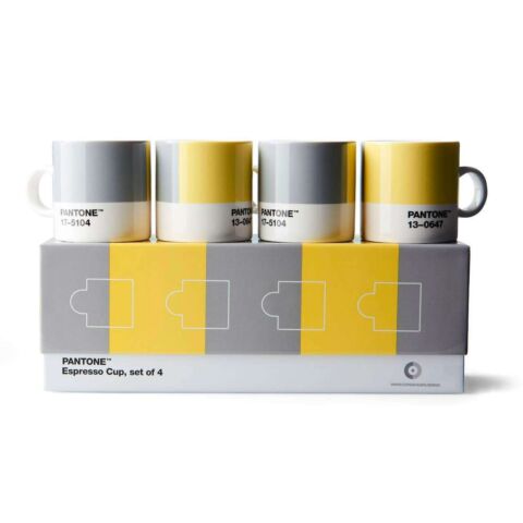 Espressobeker 120 ml Giftbox Set van 4 Stuks- Illuminating 13-0647 & Ultimategray 17-5104