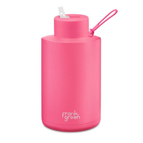 Thermosbeker met Rietje 2 liter met Keramische Coating Neon Pink