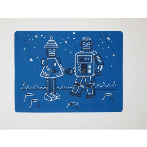 Baby Placemat Mark Matz Robot Love - Electric Blue 40 x 32 cm.