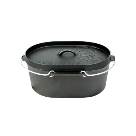 Dutch Oven Braadpan Gietijzer met Grill Deksel Ovaal 9 Liter