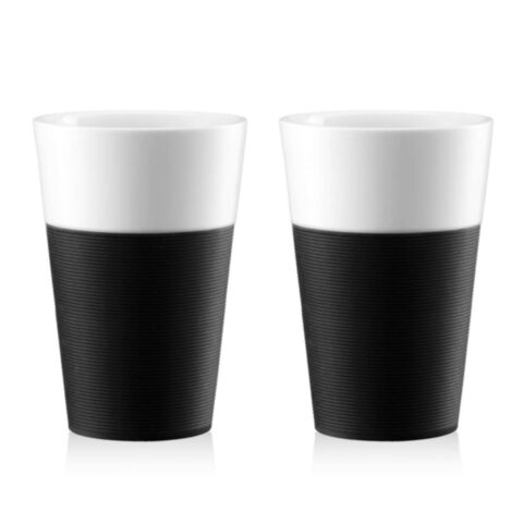 Bistro Theebeker met Antisliprand 600 ml Set van 2 Stuks Zwart