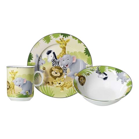 Afrikatiere Serviesset voor Kind Set van 3 Stuks