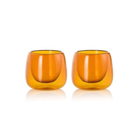 Yuna Windlicht Dubbelwandig Small Amber Set van 2 Stuks