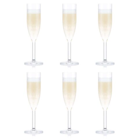 Oktett Champagneflute Kunststof 120 ml Set van 6 Stuks Transparant