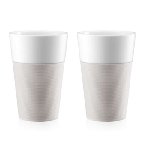 Bistro Theebeker met Antisliprand 600 ml Set van 2 Stuks Wit