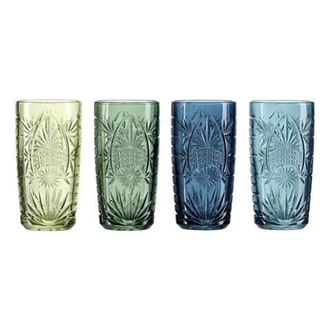 Bari Longdrinkglas met Onderzetter 350 ml Set van 4 Stuks