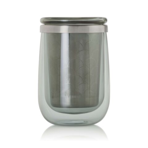 Fusion Theeglas Dubbelwandig met Theefilter en Deksel 400 ml