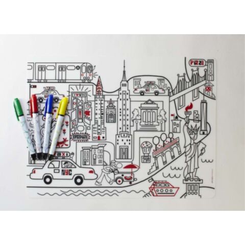 Kinderen Placemat Mark-Mat New York Mat + 4 Markers 40 x 32 cm.