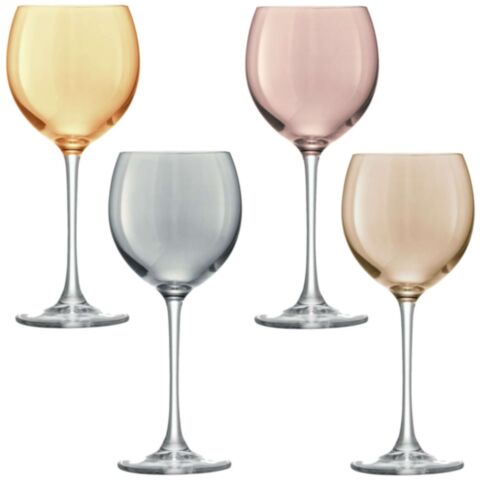 Polka Wijnglas 400 ml Metallics Set van 4 Stuks Assorti