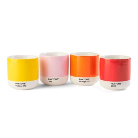 Cortado Beker Dubbelwandig 170 ml in Giftbox Set van 4 Stuks - Yellow/Red/Orange/Light Pink