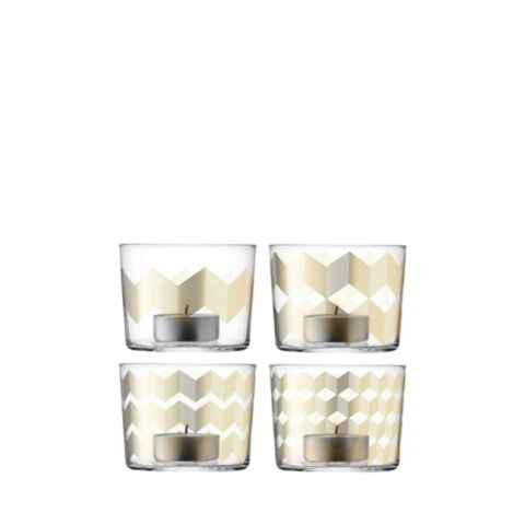 Chevron Theelicht Houder 6 cm Set van 4 Stuks