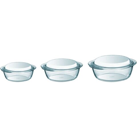 4 In 1 Ovenschaal Rond met Deksel Set van 3 Stuks