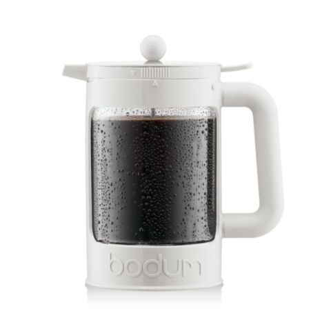 Bean Set French Press Cafeti&egrave;re voor IJs koffie met Yohki-Deksel 12 Kops 1,5 liter Wit
