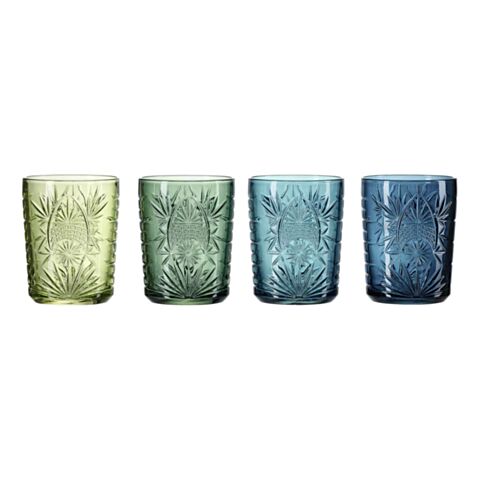 Bari Whiskyglas met Onderzetter 350 ml Set van 4 Stuks