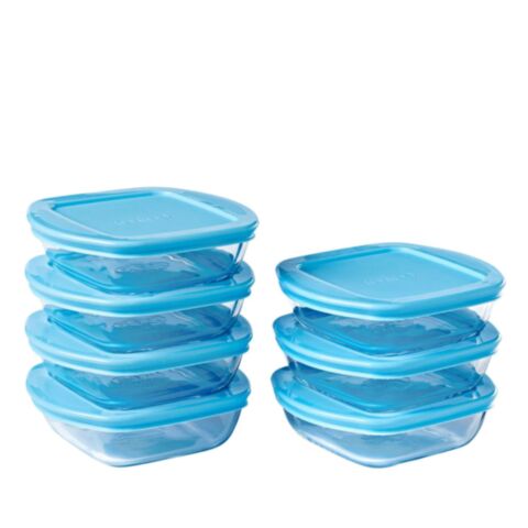 My Firt Pyrex Storage Dish Vierkant met Deksel 300 ml Set van 7 Stuks