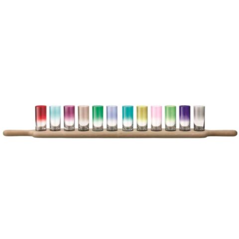 Paddle Wodka Set met Serveerplank Set van 12 Stuks Assorti