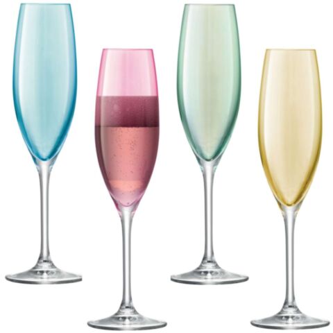 Polka Champagne Flute 225 ml Pastel Set van 4 Stuks Assorti