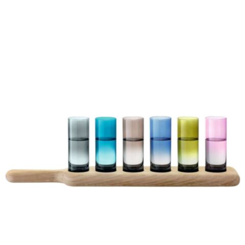 Paddle Wodka Set met Serveerplank Set van 6 Stuks Assorti
