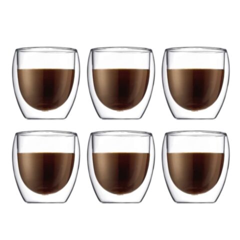 Pavina Koffie- Theeglas Dubbelwandig 250 ml Set van 6 Stuks