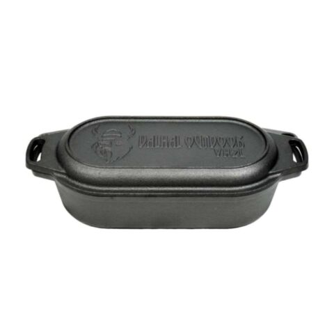 Dutch Oven Braadpan Gietijzer met Grill Deksel Ovaal 2 Liter